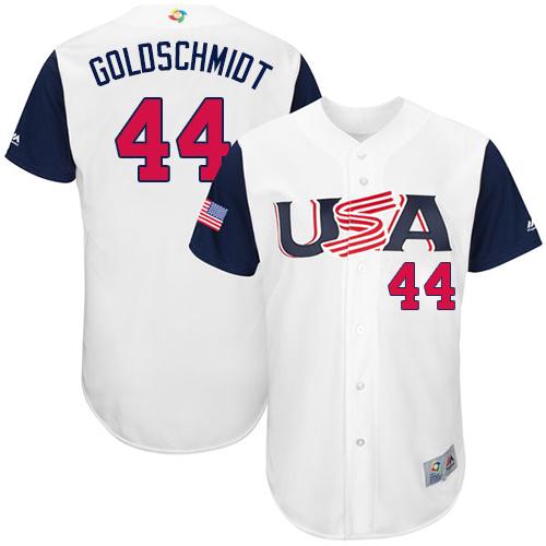 Team USA #44 Paul Goldschmidt White 2017 World MLB Classic Authentic Stitched MLB Jersey