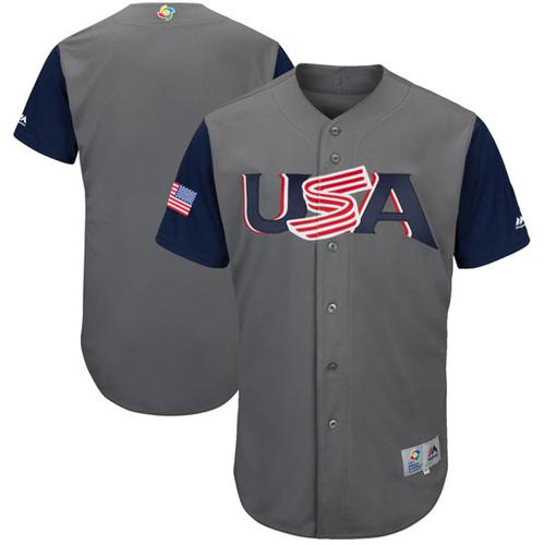 Team USA Blank Gray 2017 World MLB Classic Authentic Stitched MLB Jersey