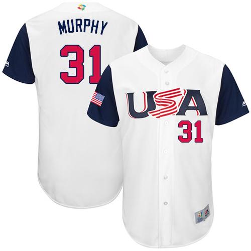 Team USA #31 Daniel Murphy White 2017 World MLB Classic Authentic Stitched MLB Jersey