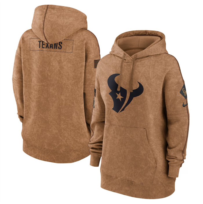 Women's Houston Texans 2023 Brown Salute to Service Pullover Hoodie(Run Small)