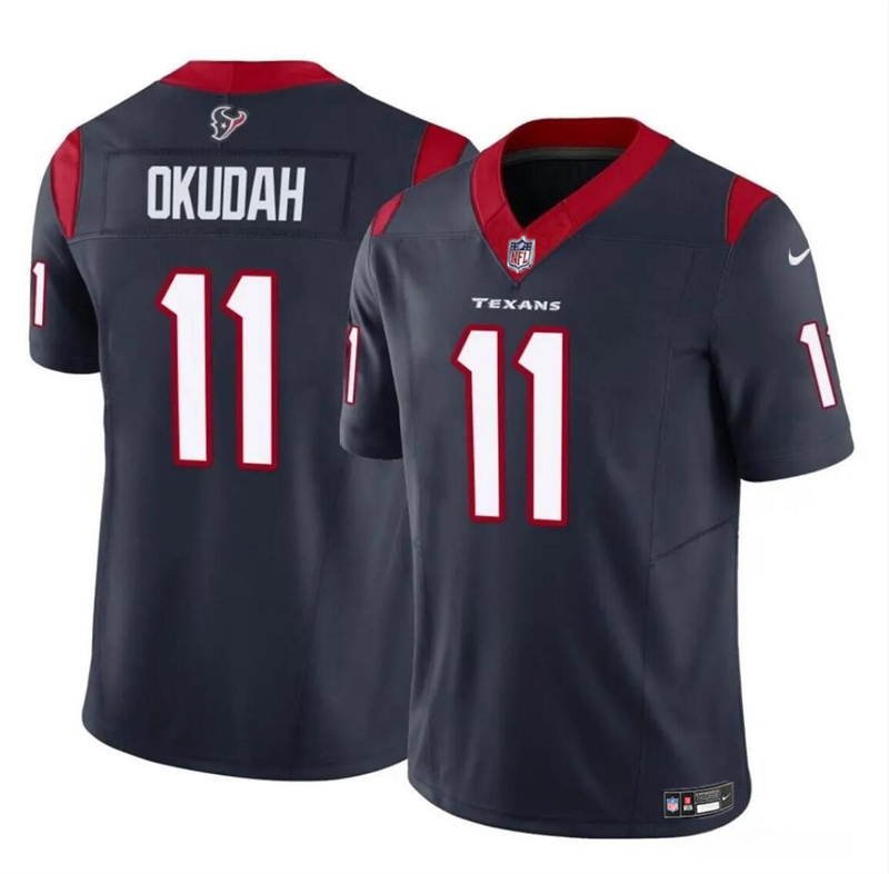 Men's Houston Texans #11 Jeff Okudah Navy 2024 F.U.S.E Vapor Untouchable Stitched Football Jersey