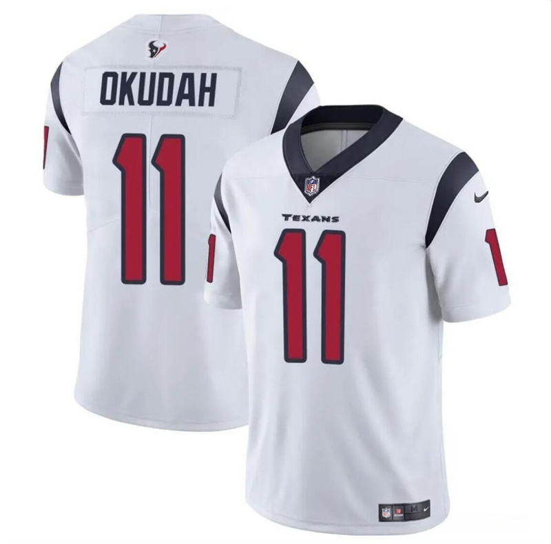 Men's Houston Texans #11 Jeff Okudah White Vapor Untouchable Stitched Football Jersey