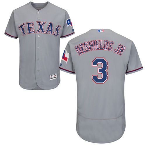 Rangers #3 Delino DeShields Jr. Grey Flexbase Authentic Collection Stitched MLB Jersey