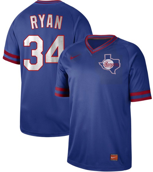 Nike Rangers #34 Nolan Ryan Royal Authentic Cooperstown Collection Stitched MLB Jersey