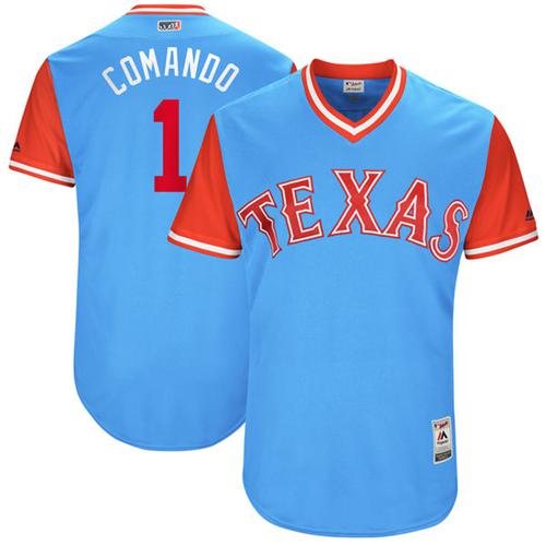Rangers #1 Elvis Andrus Light Blue "Comando" Players Weekend Authentic Stitched MLB Jersey