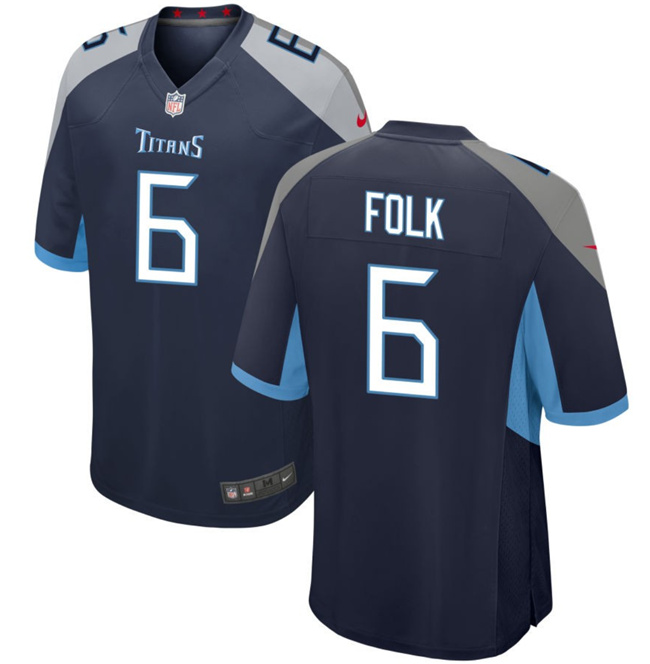 Men's Tennessee Titans #6 Nick Folk Navy Stitched Game Football Jersey
