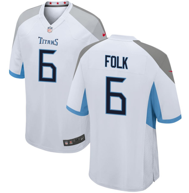 Men's Tennessee Titans #6 Nick Folk White Stitched Game Football Jersey
