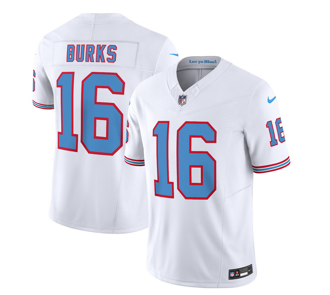 Men's Tennessee Titans #16 Treylon Burks White 2023 F.U.S.E. Vapor Limited Throwback Stitched Football Jersey