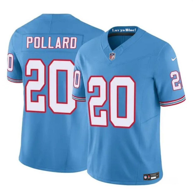 Men's Tennessee Titans #20 Tony Pollard Blue 2023 F.U.S.E. Throwback Limited Stitched Football Jersey