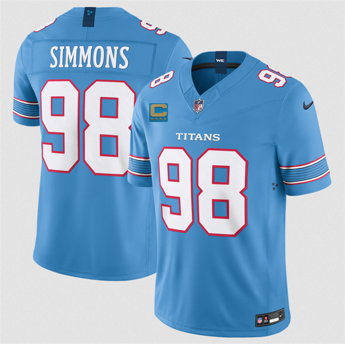 Men's Tennessee Titans #98 Jeffery Simmons Light Blue 2026 With 4-Star C Patch F.U.S.E. Vapor Limited Stitched Football Jersey