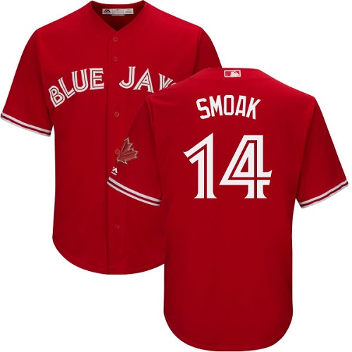 Blue Jays #14 Justin Smoak Red New Cool Base Canada Day Stitched MLB Jersey