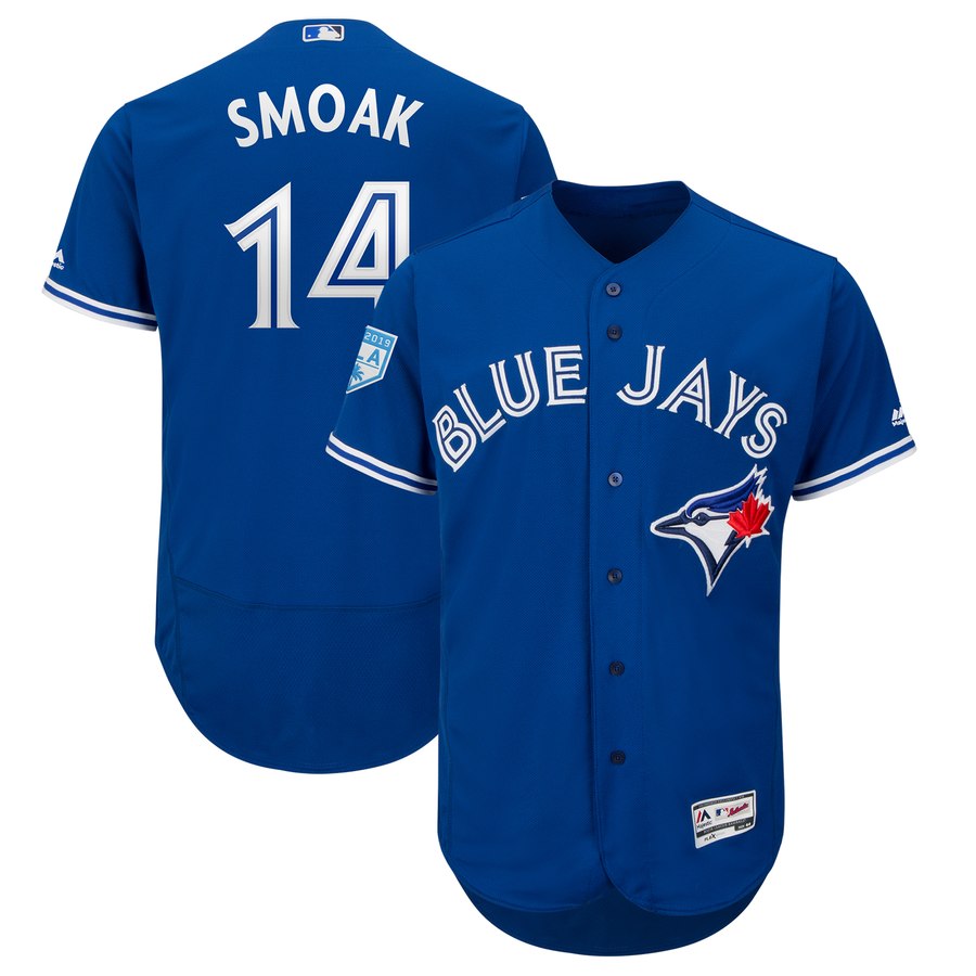 Blue Jays #14 Justin Smoak Blue 2019 Spring Training Flex Base Stitched MLB Jersey