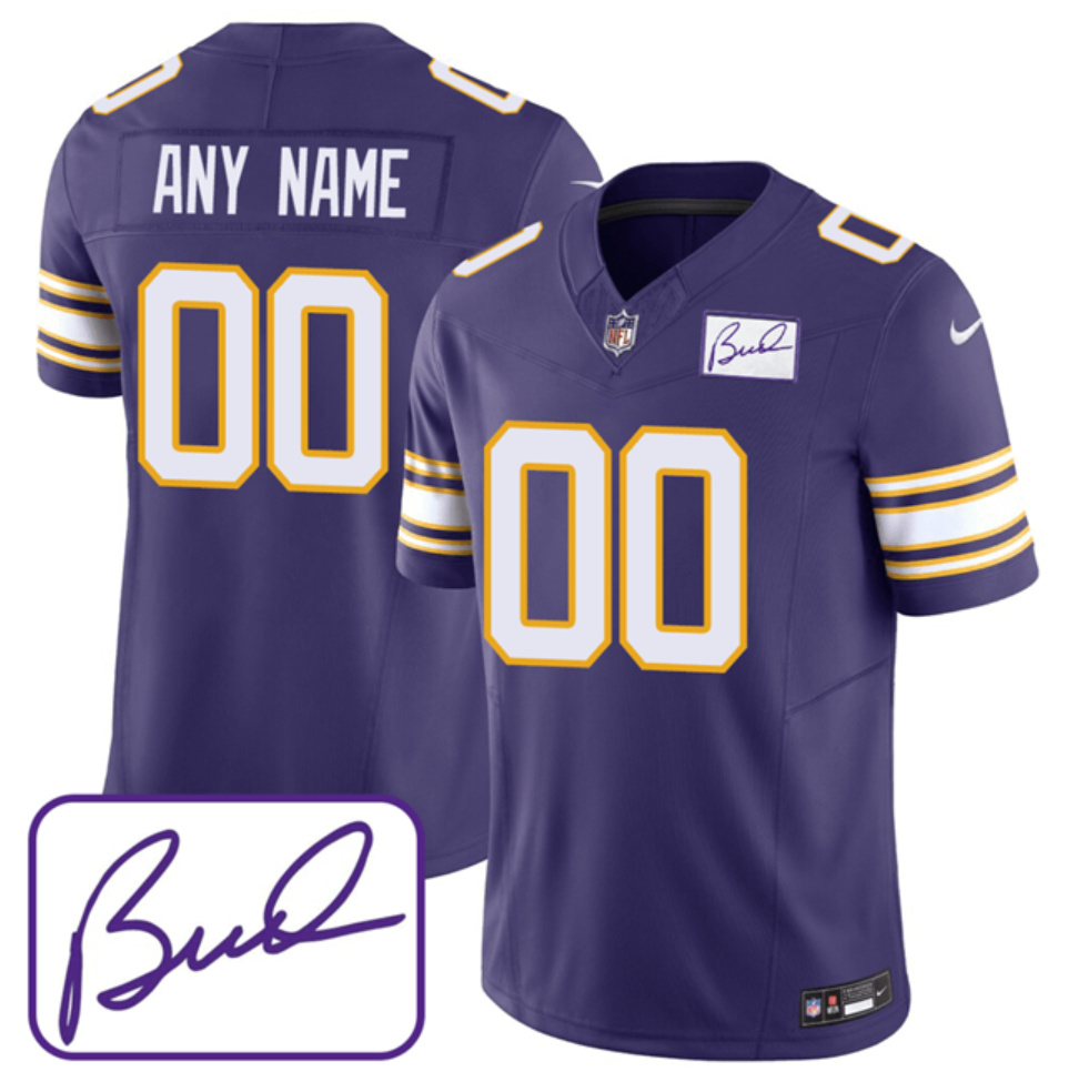 Women's Minnesota Vikings Active Player Custom Purple 2023 F.U.S.E. F.U.S.E. Bud Grant patch Limited Stitched Football Jersey