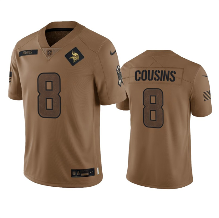 Men's Minnesota Vikings #8 Kirk Cousins 2023 Brown Salute To Service Limited Stitched Jersey