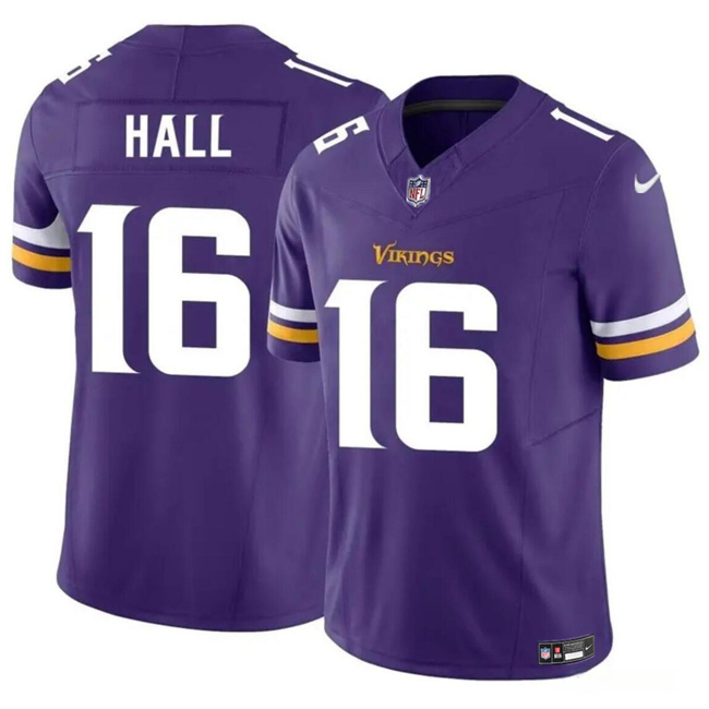 Men's Minnesota Vikings #16 Jaren Hall Purple 2023 F.U.S.E. Vapor Untouchable Limited Stitched Jersey