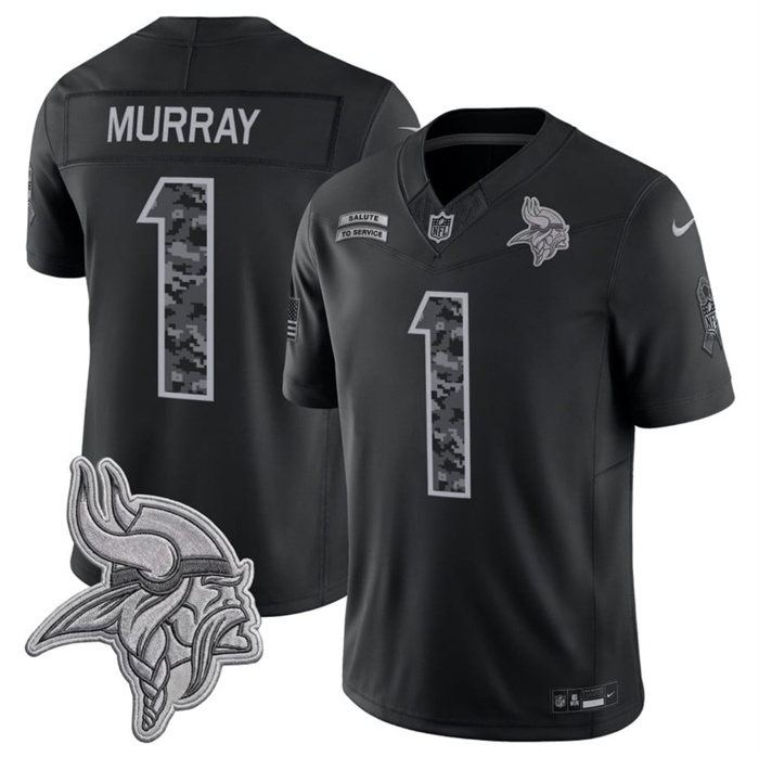 Men's Minnesota Vikings #1 Kyler Murray Black F.U.S.E. 2026 Salute to Service Limited Stitched Football Jersey