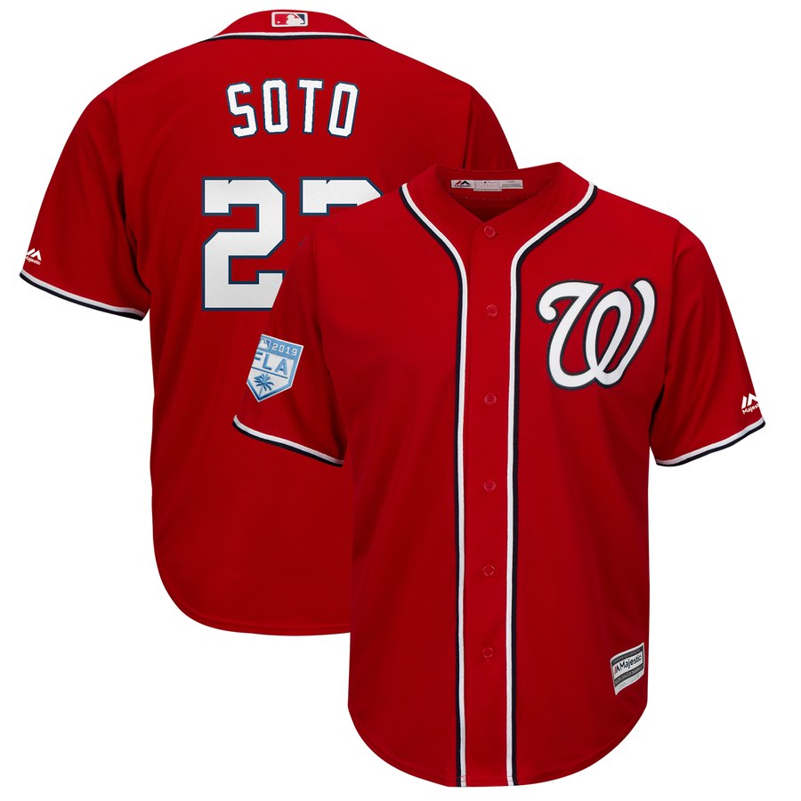 Nationals #22 Juan Soto Red 2019 Spring Training Cool Base Stitched MLB Jersey