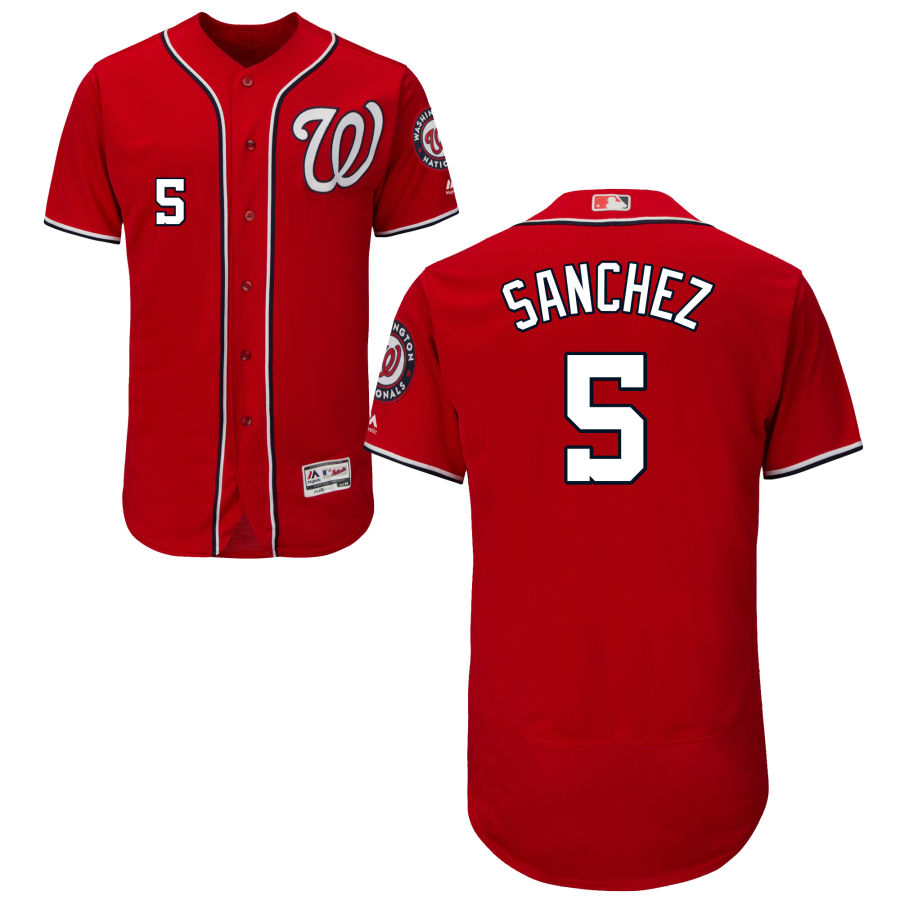 Washington Nationals #5 Adrian Sanchez Alternate Flex Base Scarlet Stitched MLB Jersey