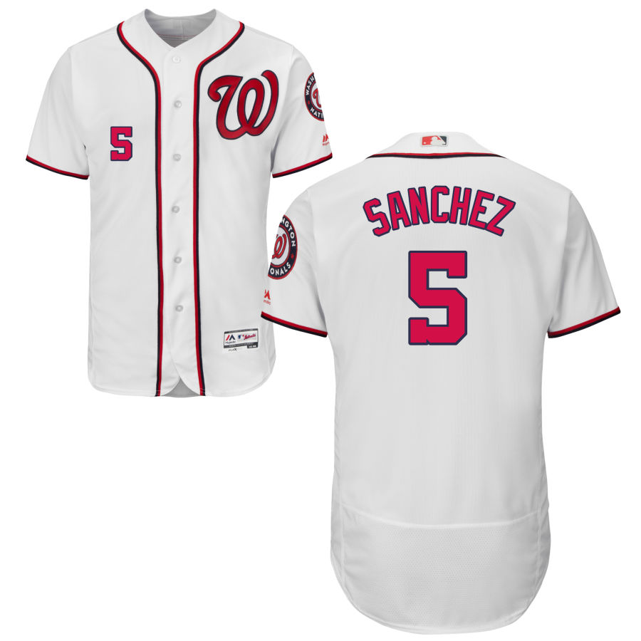 Washington Nationals #5 Adrian Sanchez Home Flex Base White Stitched MLB Jersey