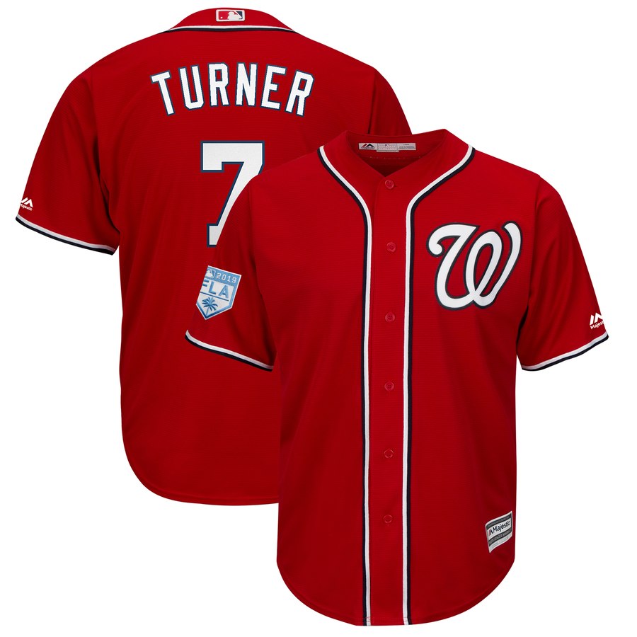 Nationals #7 Trea Turner Red 2019 Spring Training Cool Base Stitched MLB Jersey