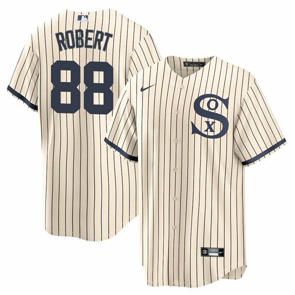 Men's Chicago White Sox #88 Luis Robert 2021 Cream/Navy Name&Number Field of Dreams