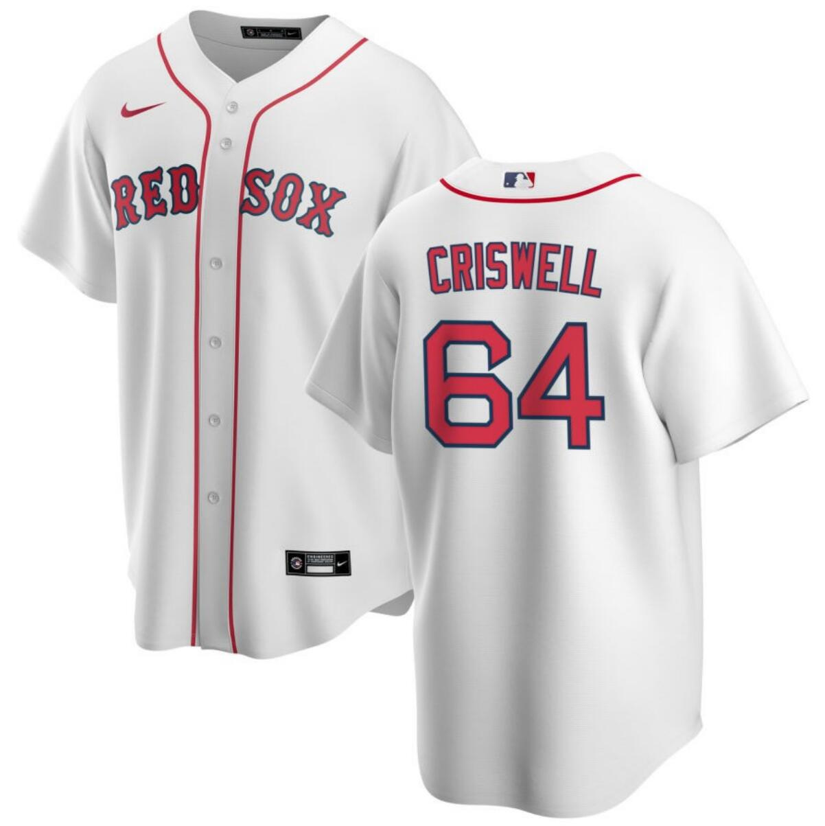Men's Boston Red Sox #64 Cooper Criswell White Cool Base Stitched Baseball Jersey