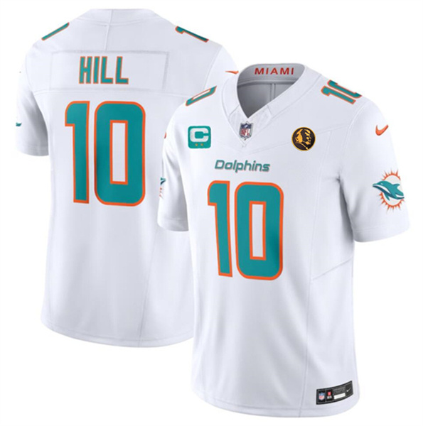 Men's Miami Dolphins #10 Tyreek Hill White 2023 F.U.S.E. With 2-star C Patch And John Madden Patch Vapor Limited Stitched Football Jersey
