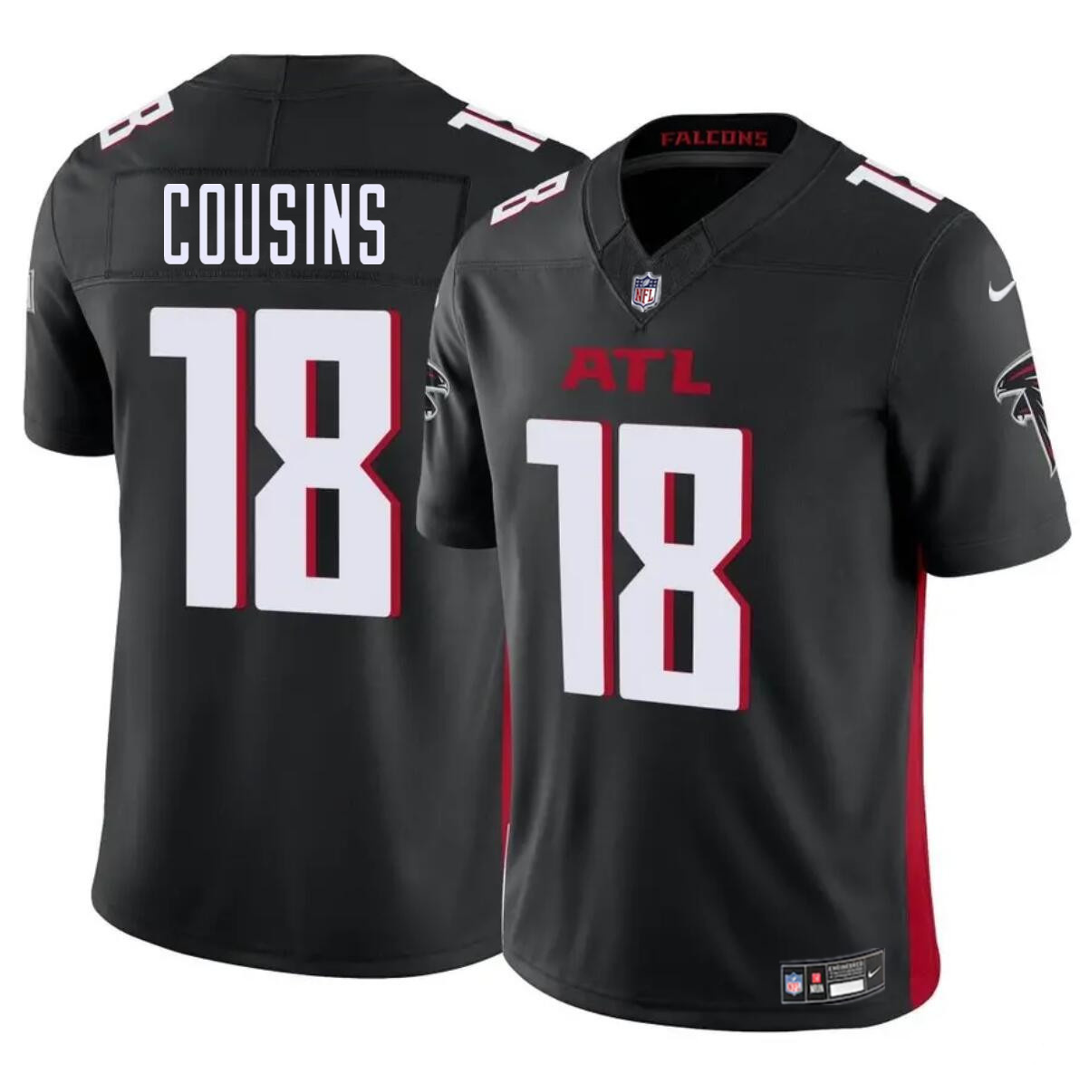 Men's Atlanta Falcons #18 Kirk Cousins Black 2023 F.U.S.E. Vapor Untouchable Limited Stitched Football Jersey