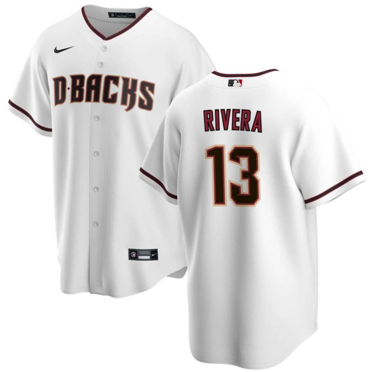 Men's Arizona Diamondbacks #13 Emmanuel Rivera White Cool Base Stitched Baseball Jersey