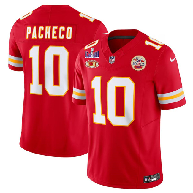 Men's Kansas City Chiefs #10 Isiah Pacheco Red F.U.S.E. With "NKH" Patch And Super Bowl LVIII Patch Vapor Untouchable Limited Stitched Football Jersey