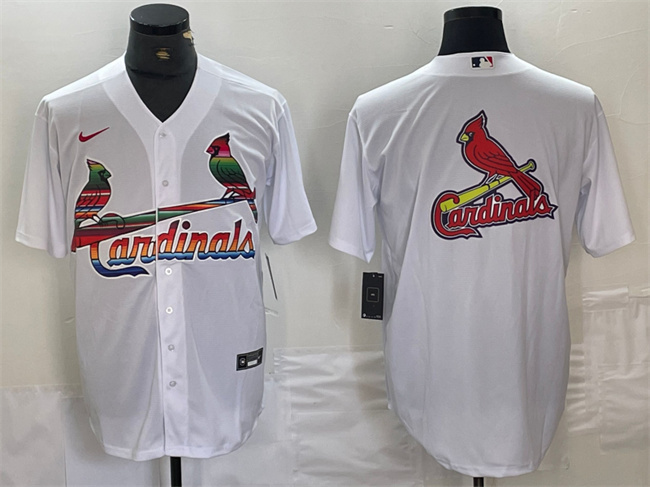 Men's St. Louis Cardinals White Team Big Logo Cool Base Stitched Jersey