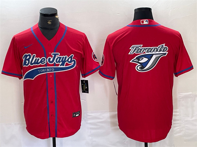Men's Toronto Blue Jays Red Team Big Logo Cool Base Stitched Baseball Jersey