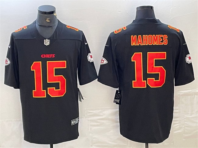 Men's Kansas City Chiefs #15 Patrick Mahomes Black Vapor Untouchable Limited Stitched Football Jersey