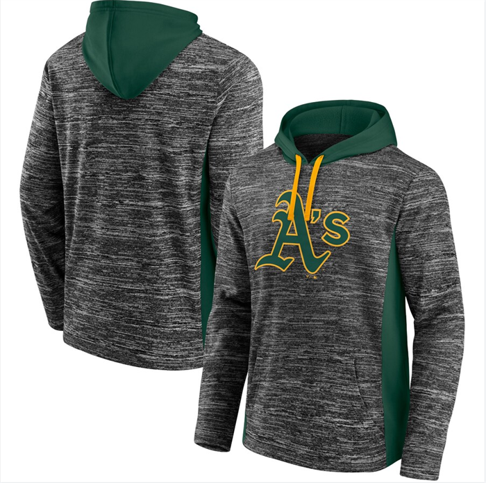 Men's Oakland Athletics Gray Green Instant Replay Color Block Pullover Hoodie