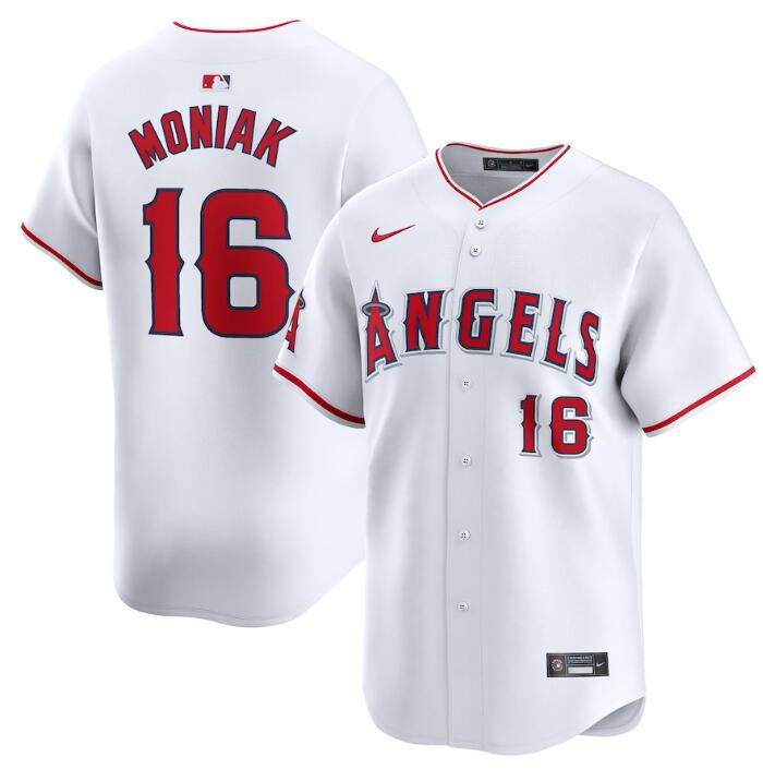 Men's Los Angeles Angels #16 Mickey Moniak White Home Limited Stitched Baseball Jersey