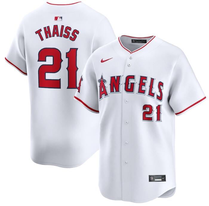 Men's Los Angeles Angels #21 Matt Thaisse White Home Limited Stitched Baseball Jersey