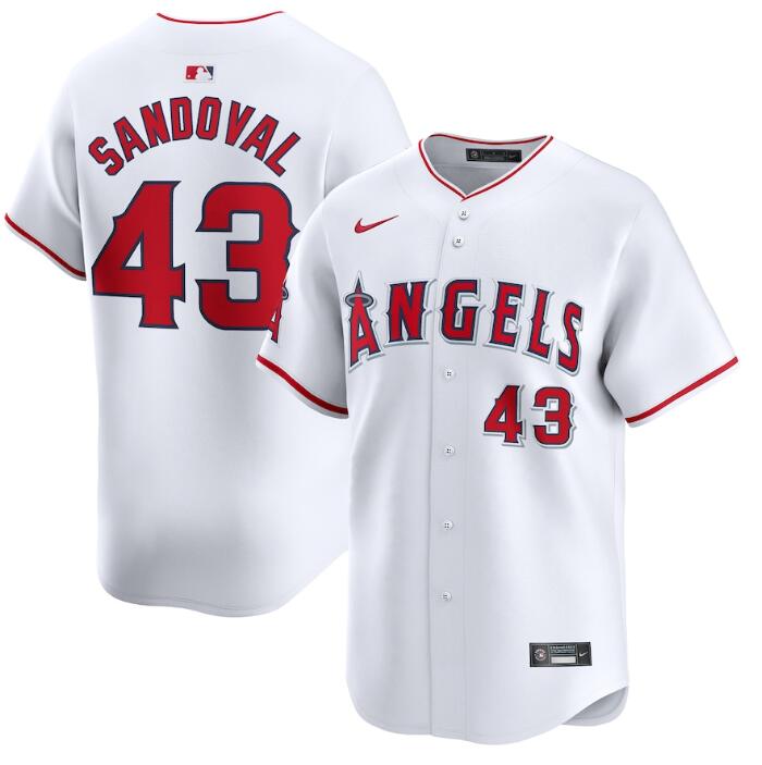 Men's Los Angeles Angels #43 Patrick Sandoval White Home Limited Stitched Baseball Jersey
