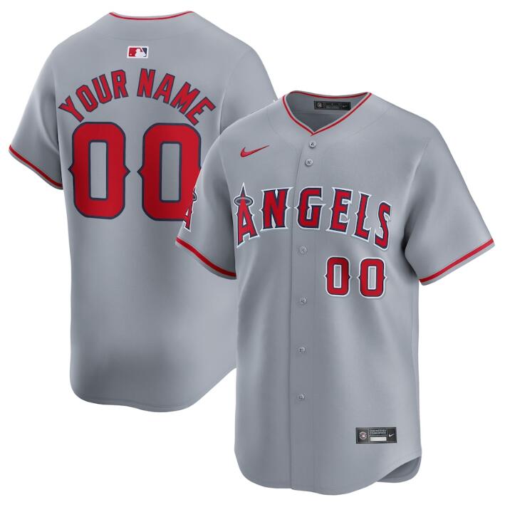 Men's Los Angeles Angels Active Player Custom Gray Away Limited Stitched Baseball Jersey
