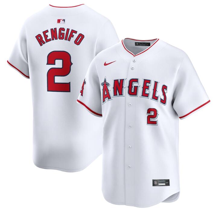 Men's Los Angeles Angels #2 Luis Rengifo White Home Limited Stitched Baseball Jersey
