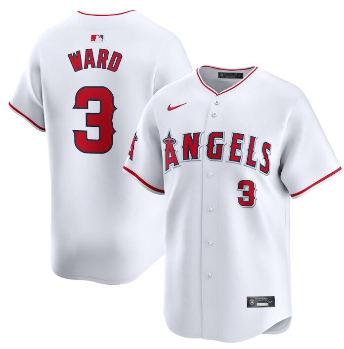 Men's Los Angeles Angels #3 Taylor Ward White Home Limited Stitched Baseball Jersey