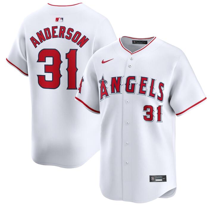 Men's Los Angeles Angels #31 Tyler Anderson White Home Limited Stitched Baseball Jersey