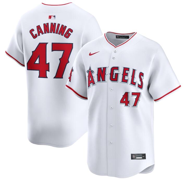 Men's Los Angeles Angels #47 Griffin Canning White Home Limited Stitched Baseball Jersey