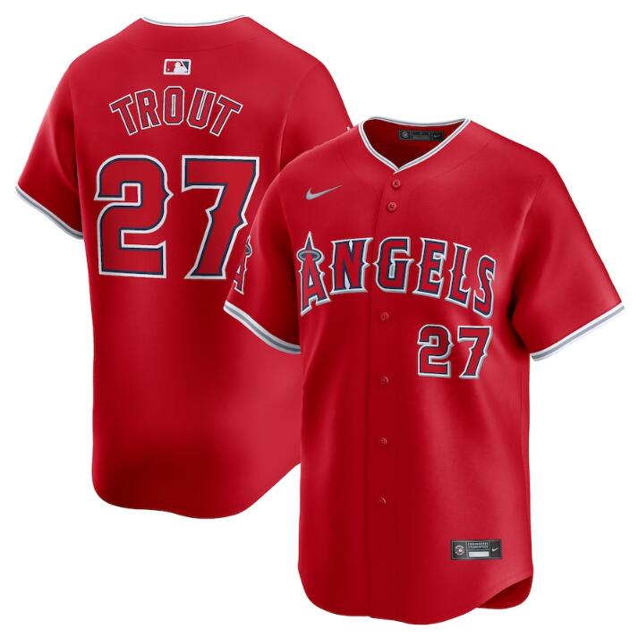 Men's Los Angeles Angels #27 Mike Trout Red Alternate Limited Stitched Baseball Jersey