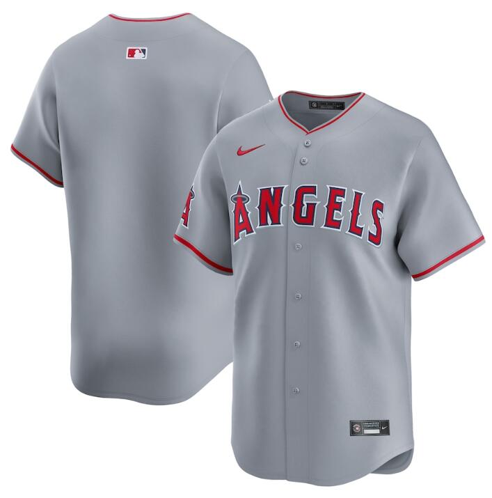 Men's Los Angeles Angels Blank Grey Away Limited Stitched Baseball Jersey
