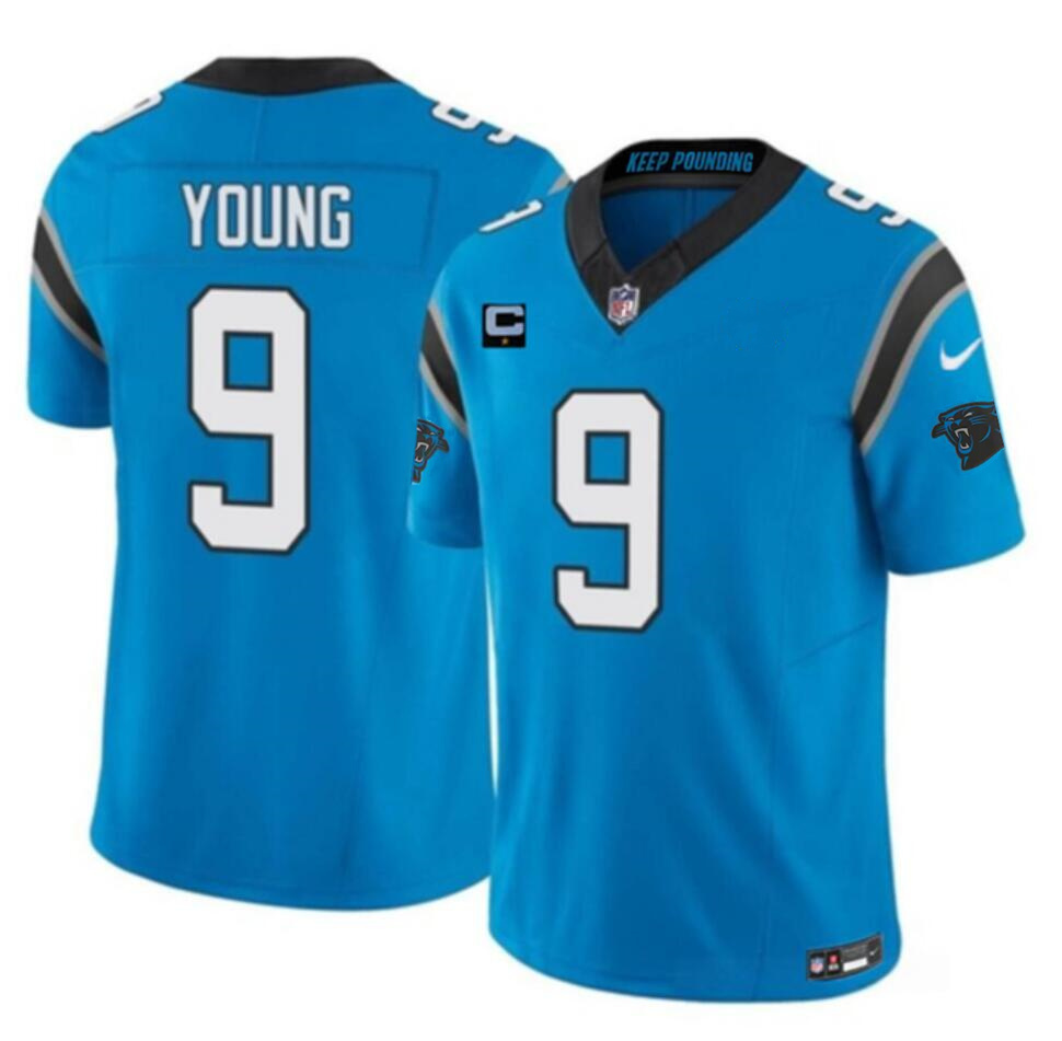 Men's Carolina Panthers #9 Bryce Young Blue 2023 F.U.S.E. With 1-Star C Patch Vapor Untouchable Stitched Football Jersey