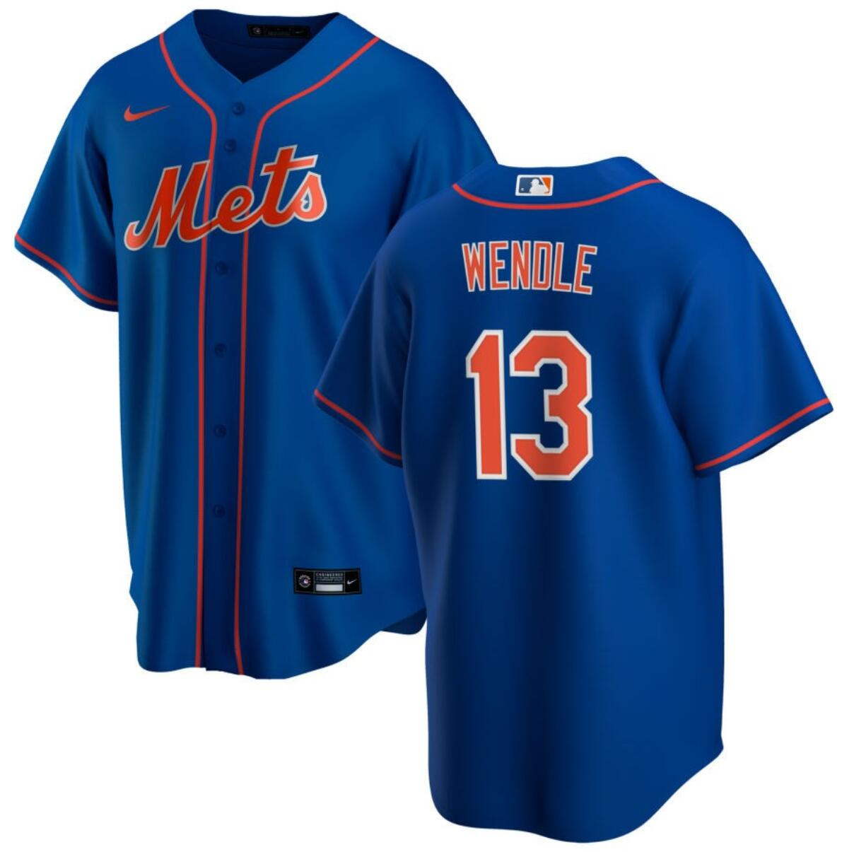 Men's New York Mets #13 Joey Wendle Blue Cool Base Stitched Baseball Jersey