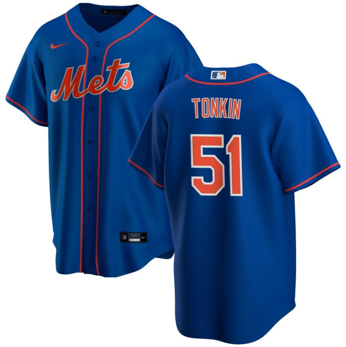 Men's New York Mets #51 Michael Tonkin Blue Cool Base Stitched Baseball Jersey