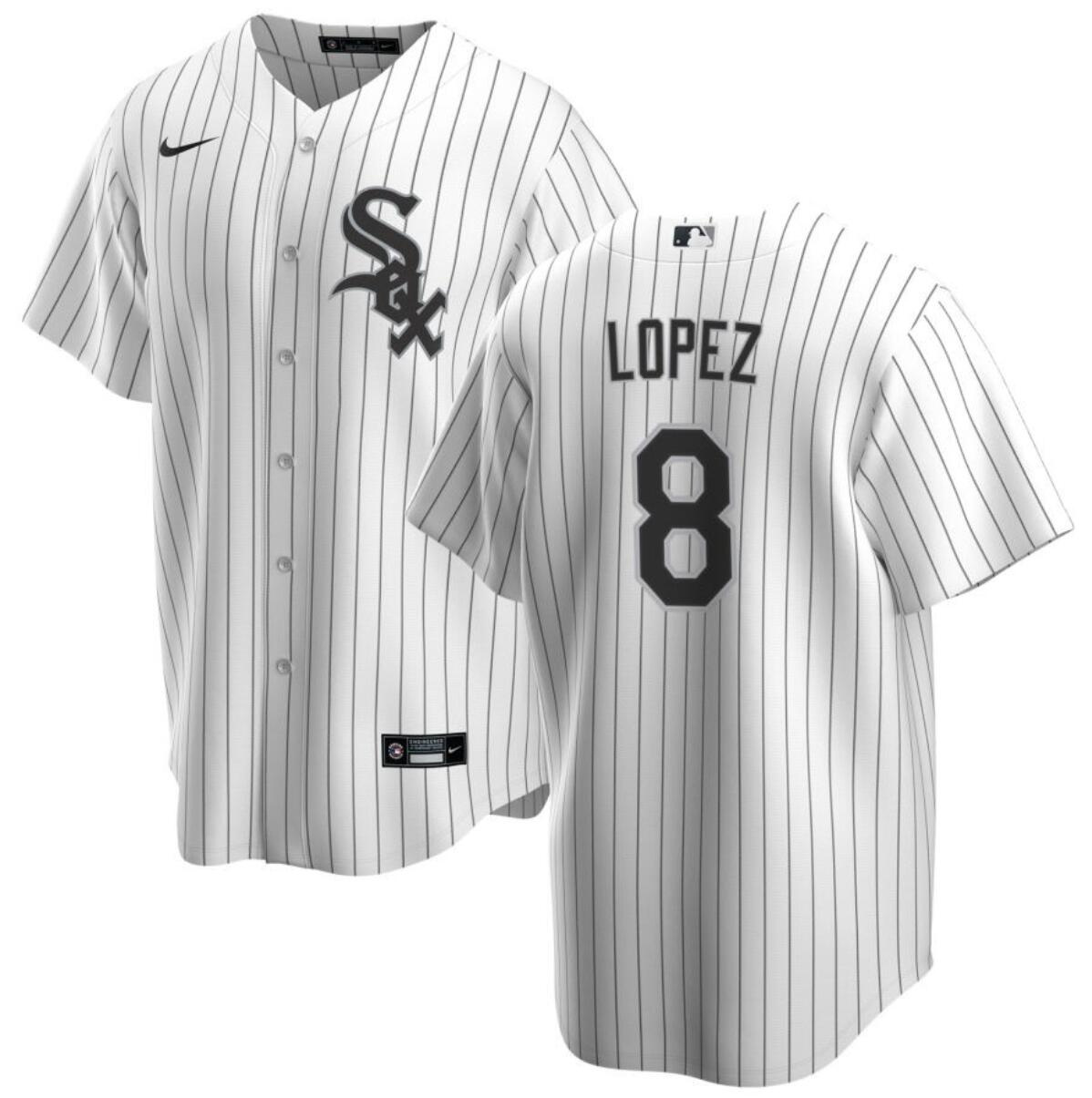 Men's Chicago White Sox #8 Nicky Lopez White Cool Base Stitched Jersey