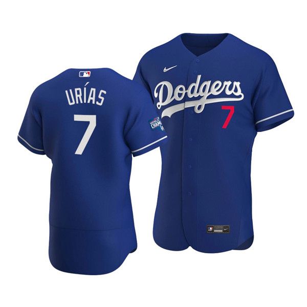 Men's Los Angeles Dodgers #7 Julio Urias Blue 2020 World Series Champions Home Patch Stitched MLB Jersey