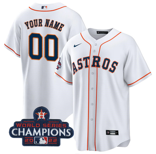 Men's Houston Astros Customized White 2022 World Series Champions Home Stitched Baseball Jersey